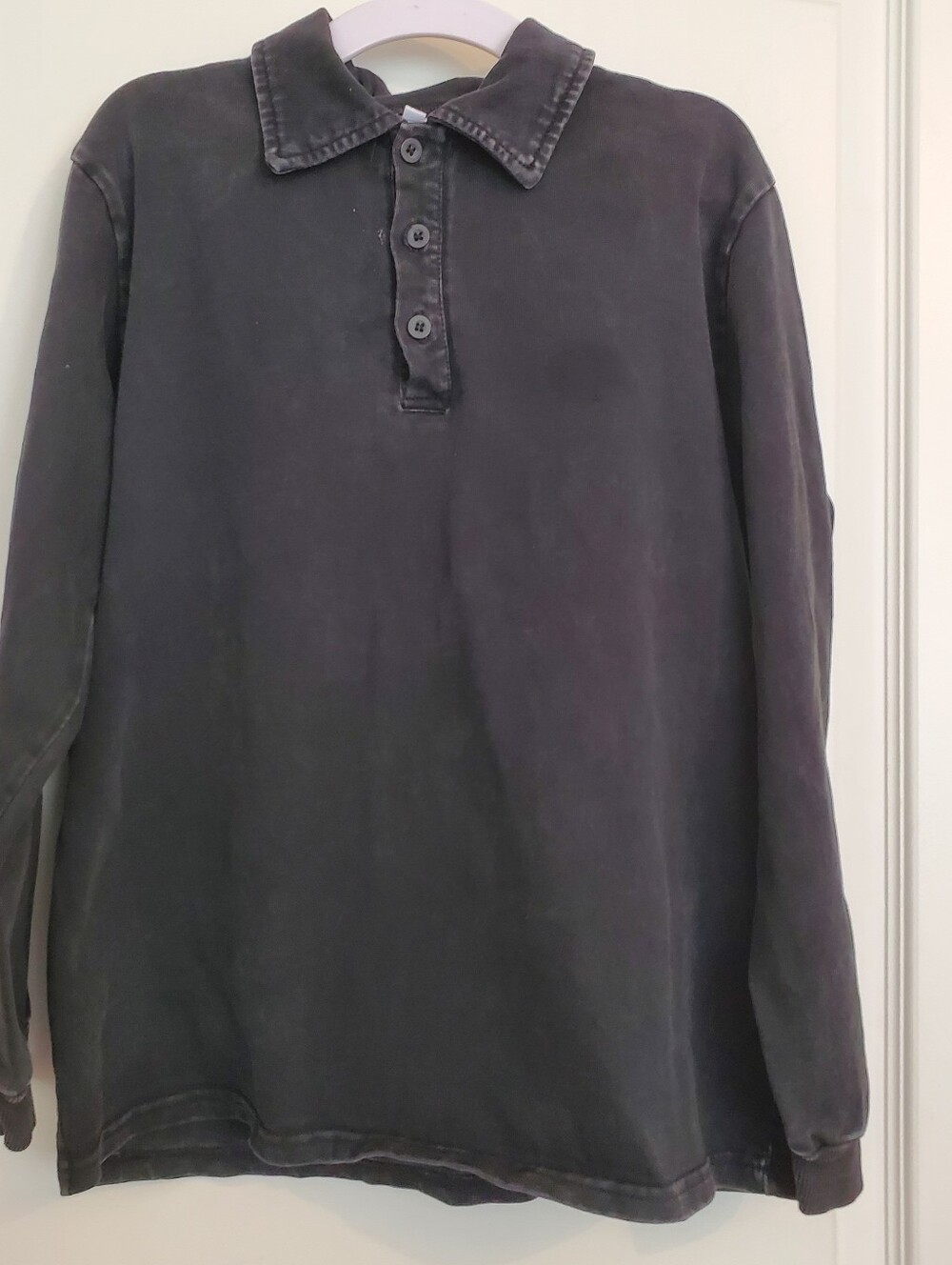 Martino Black Long Sleeve Cotton Polo Shirt sz 16